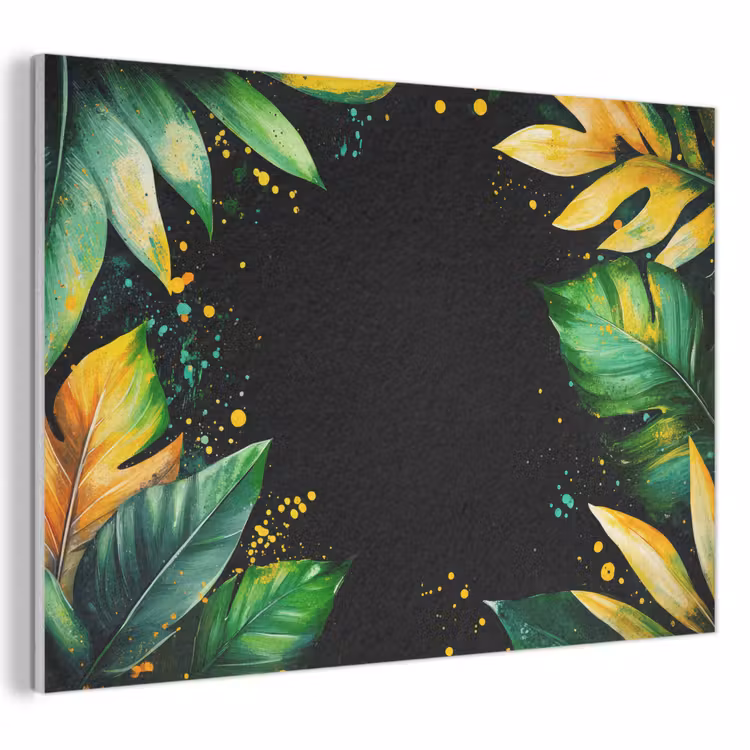 Akoestisch schilderij - Bladeren - Groen - Geel - Verf - Jungle — 1