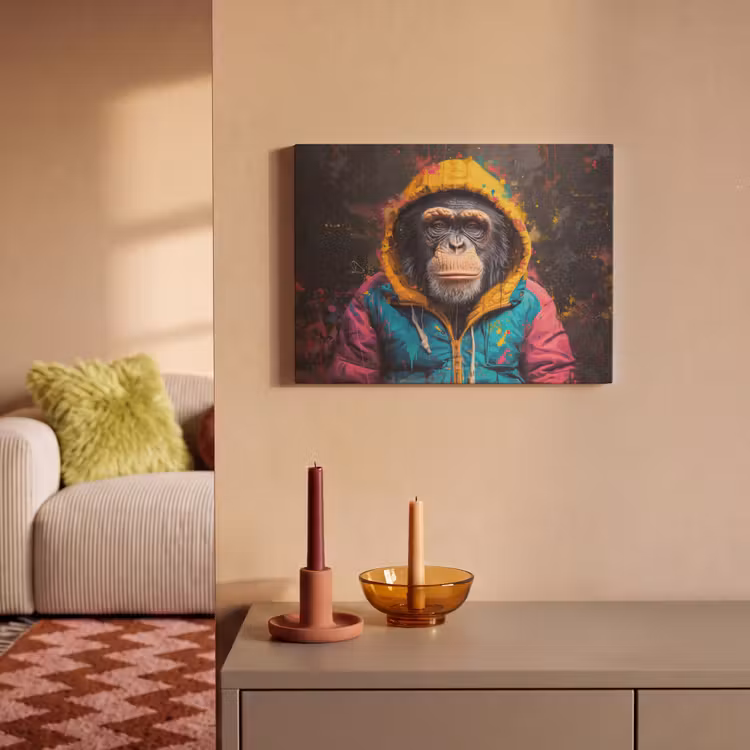 Akoestisch schilderij - Graffiti - Chimpansee - Jas - Aap - Verf — 2