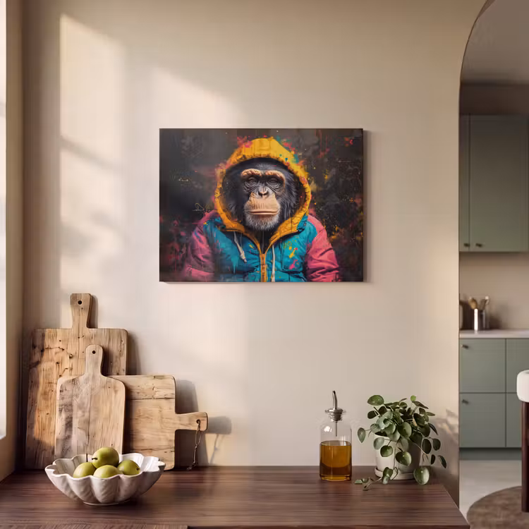 Akoestisch schilderij - Graffiti - Chimpansee - Jas - Aap - Verf — 3