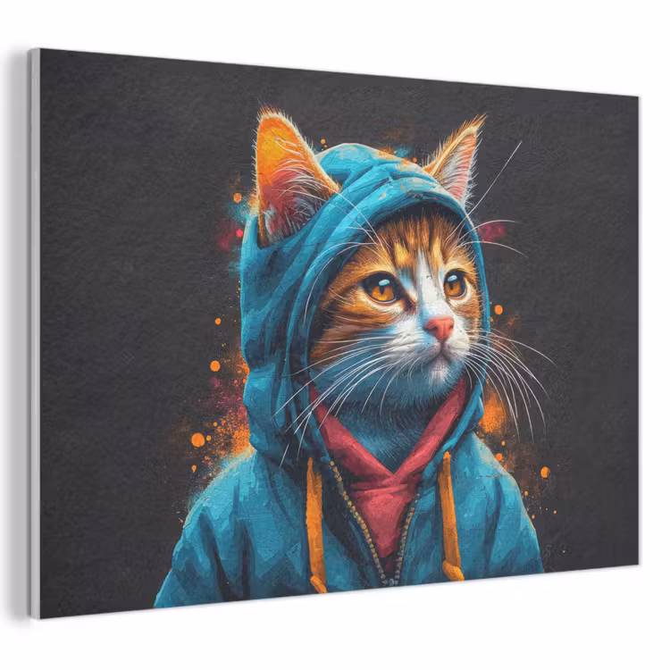 Akoestisch schilderij - Graffiti - Kat - Zwart - Jas — 1