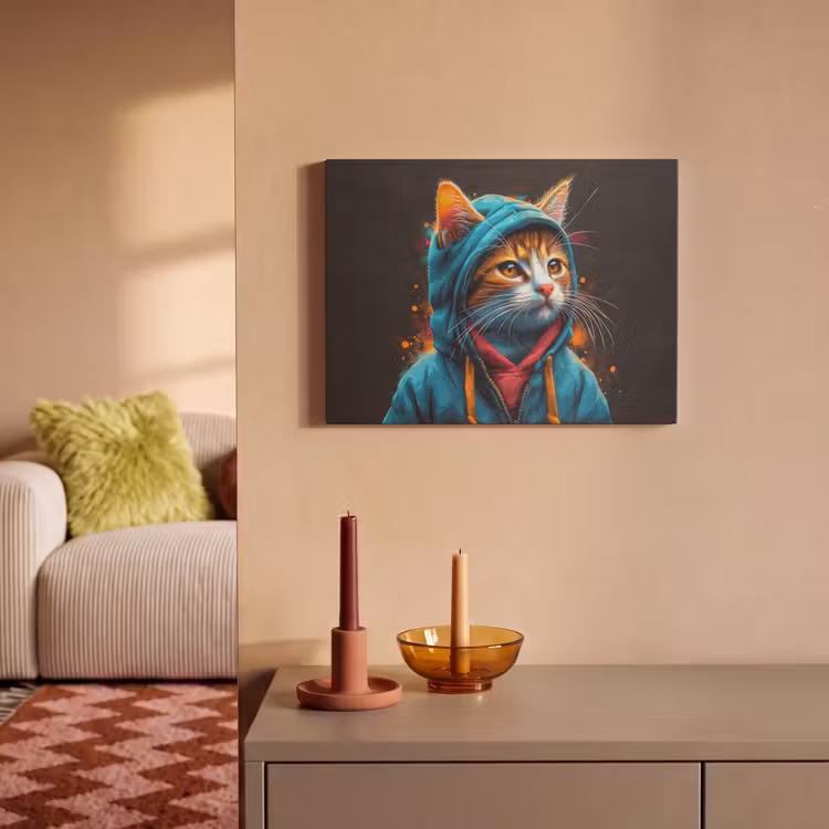 Akoestisch schilderij - Graffiti - Kat - Zwart - Jas — 2