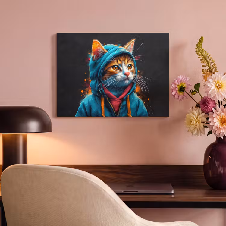Akoestisch schilderij - Graffiti - Kat - Zwart - Jas — 4