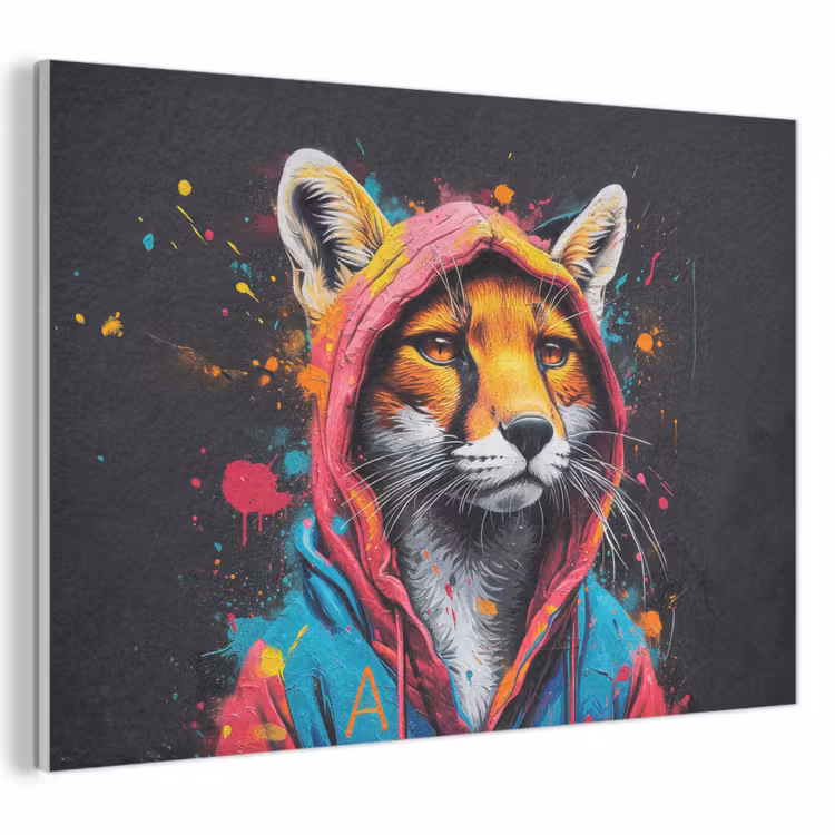 Akoestisch schilderij - Graffiti - Vos - Jas - Pop art — 1