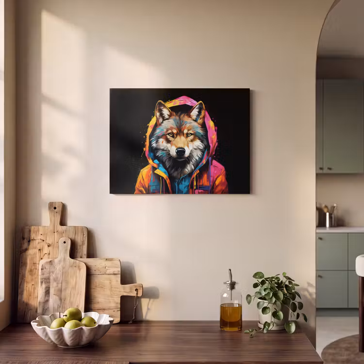 Akoestisch schilderij - Graffiti - Wolf - Jas - Zwart — 3