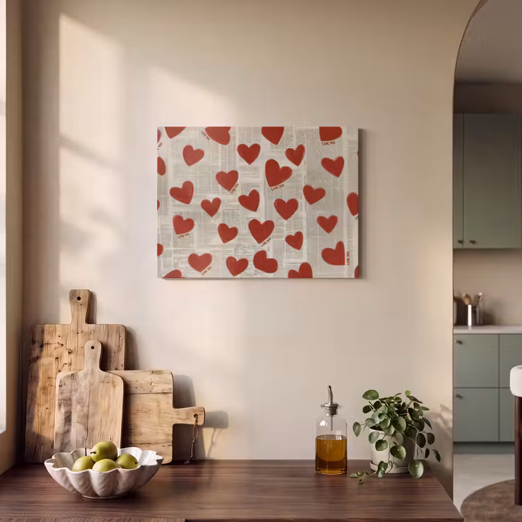 Akoestisch schilderij - Hartjes - Krant - Loveyou — 3