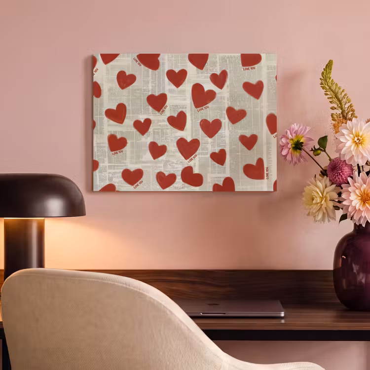 Akoestisch schilderij - Hartjes - Krant - Loveyou — 4