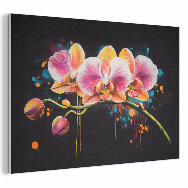 Akoestisch schilderij - Orchidee - Graffiti - Kleurrijk - Bloemen - Abstract — 1