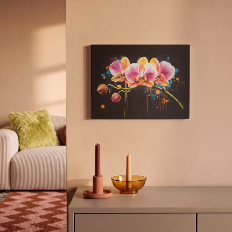Akoestisch schilderij - Orchidee - Graffiti - Kleurrijk - Bloemen - Abstract — 2