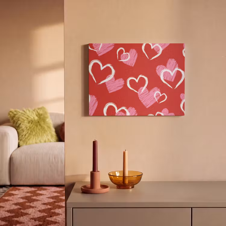 Akoestisch schilderij - Patroon - Hartjes - Roze - Valentijn — 2