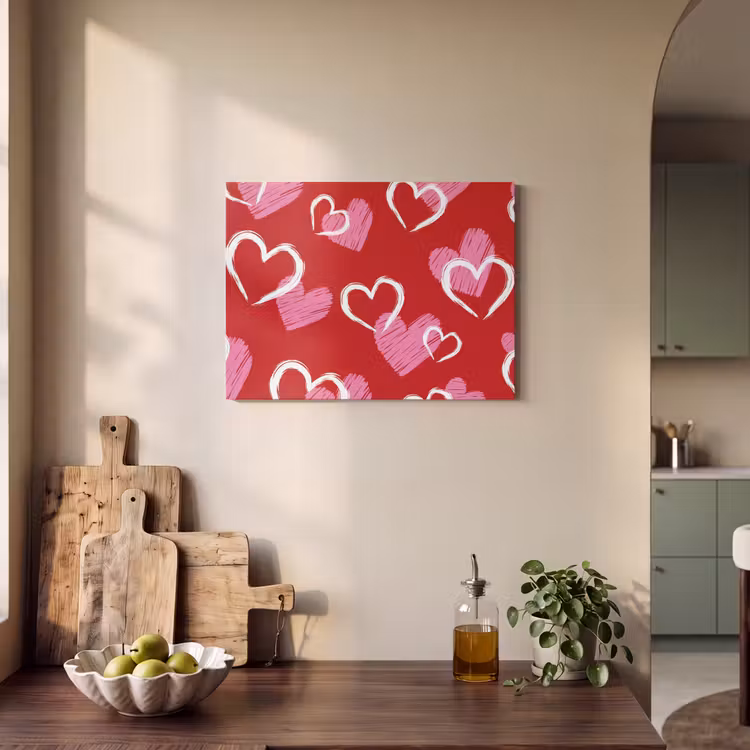Akoestisch schilderij - Patroon - Hartjes - Roze - Valentijn — 3