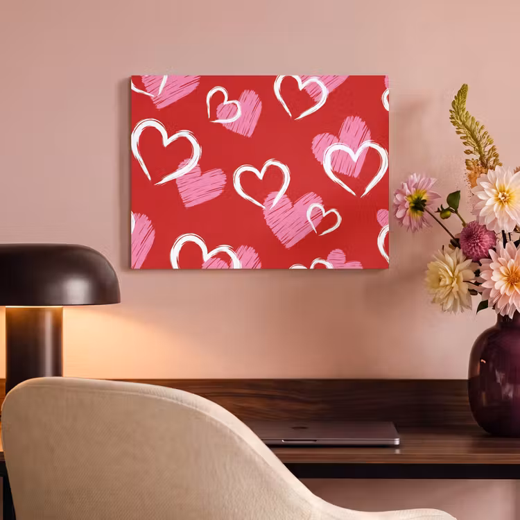 Akoestisch schilderij - Patroon - Hartjes - Roze - Valentijn — 4