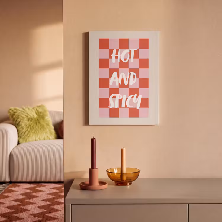 Akoestisch schilderij - Hot - Spicy - Geruit - Rood — 2