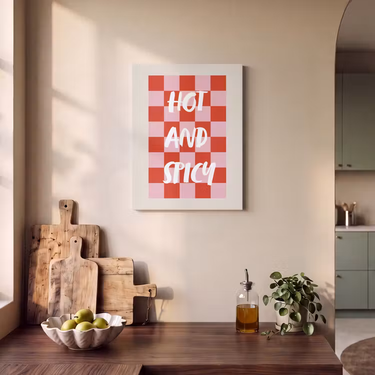 Akoestisch schilderij - Hot - Spicy - Geruit - Rood — 3