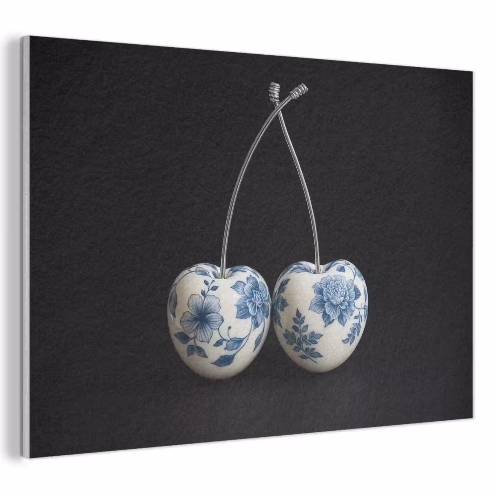 Akoestisch schilderij - Kersen - Delfts blauw - Fruit — 1