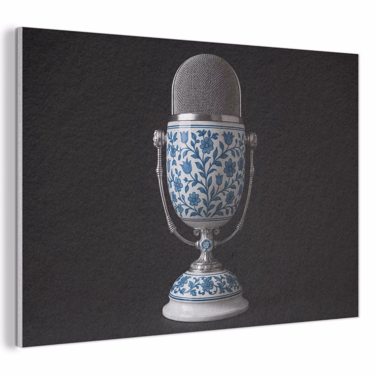 Akoestisch schilderij - Microfoon - Delfts blauw - Muziek — 1