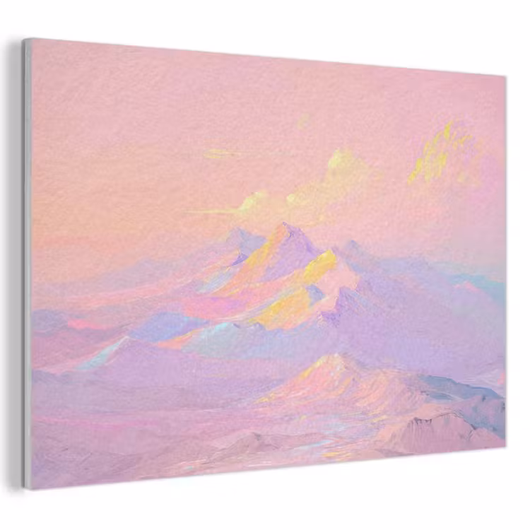 Akoestisch schilderij - Bergtoppen - Wolken - Dromerig — 1