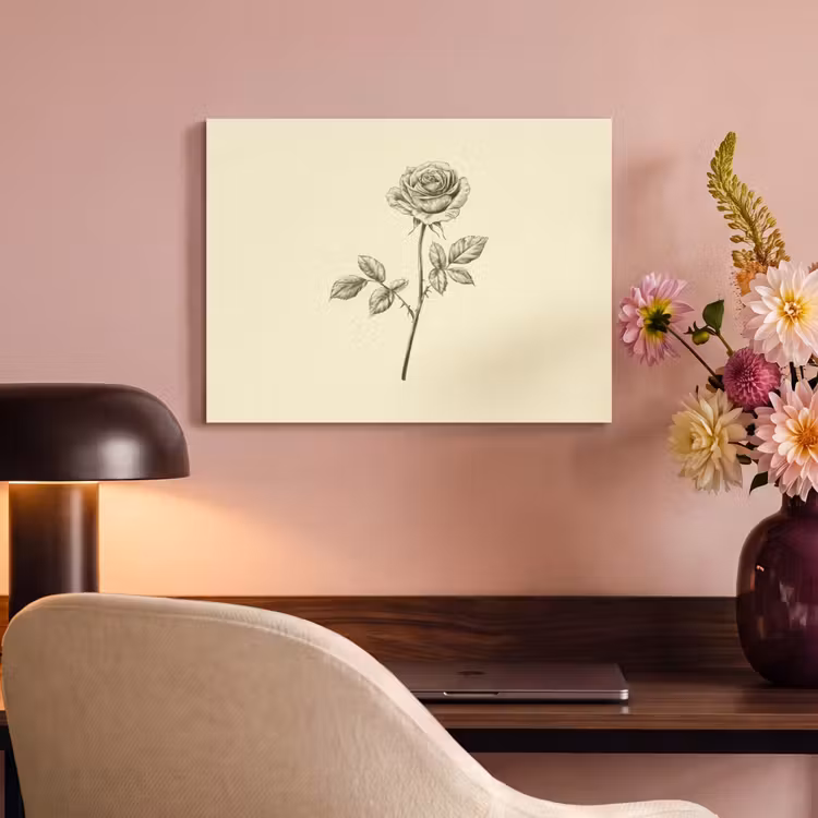 Akoestisch schilderij - Illustratie - Zwart - Roos — 4