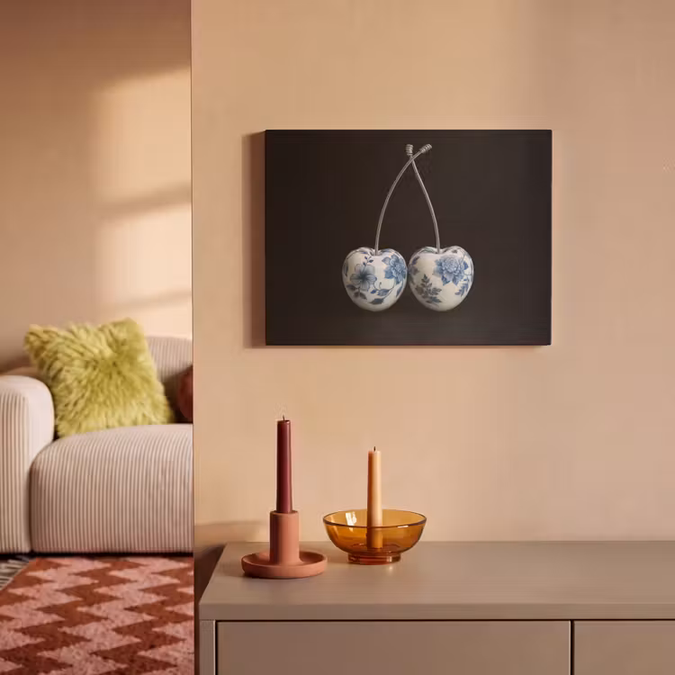 Akoestisch schilderij - Kersen - Delfts blauw - Fruit — 2