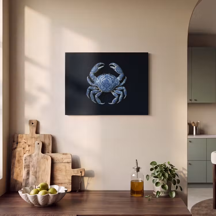 Akoestisch schilderij - Krab - Delfts blauw - Dieren — 3