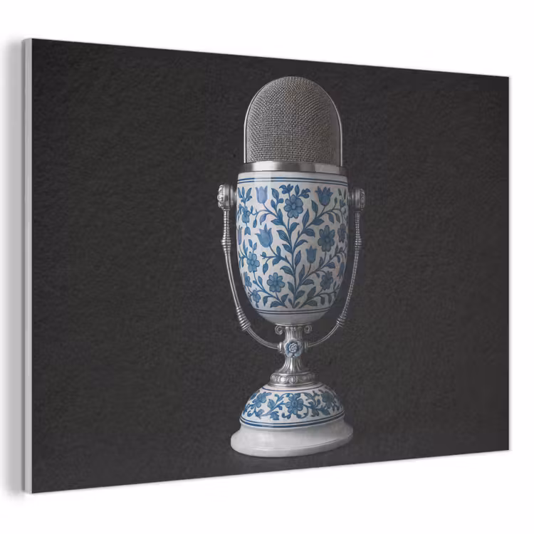 Akoestisch schilderij - Microfoon - Delfts blauw - Muziek — 1