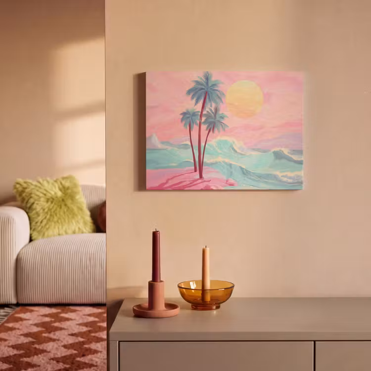 Akoestisch schilderij - Palmbomen - Golven - Zee — 2
