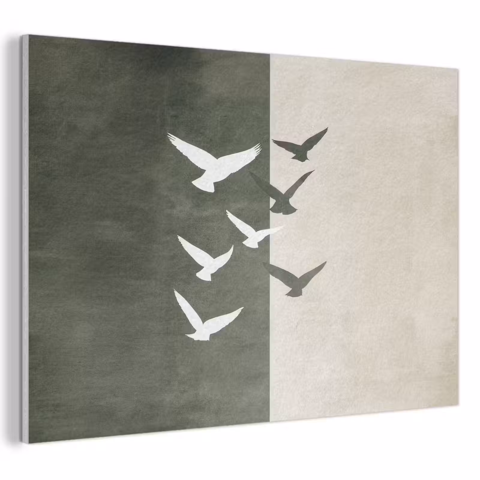 Akoestisch schilderij - Japandi - Vogel - Groen — 1