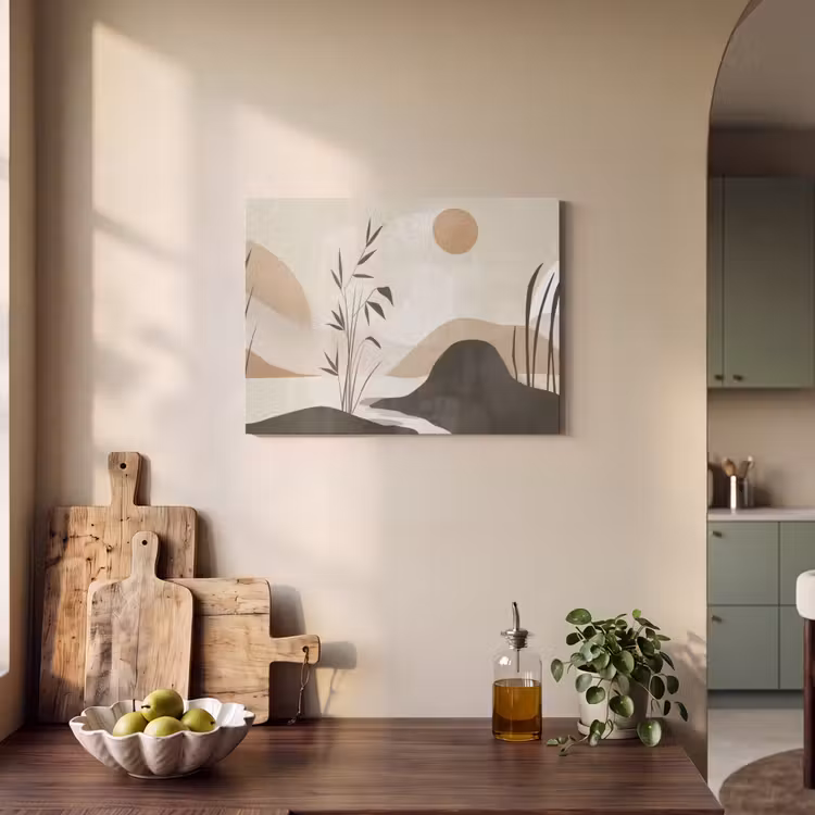Akoestisch schilderij - Japandi - Landschap - Beige — 3
