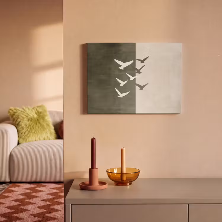 Akoestisch schilderij - Japandi - Vogel - Groen — 2