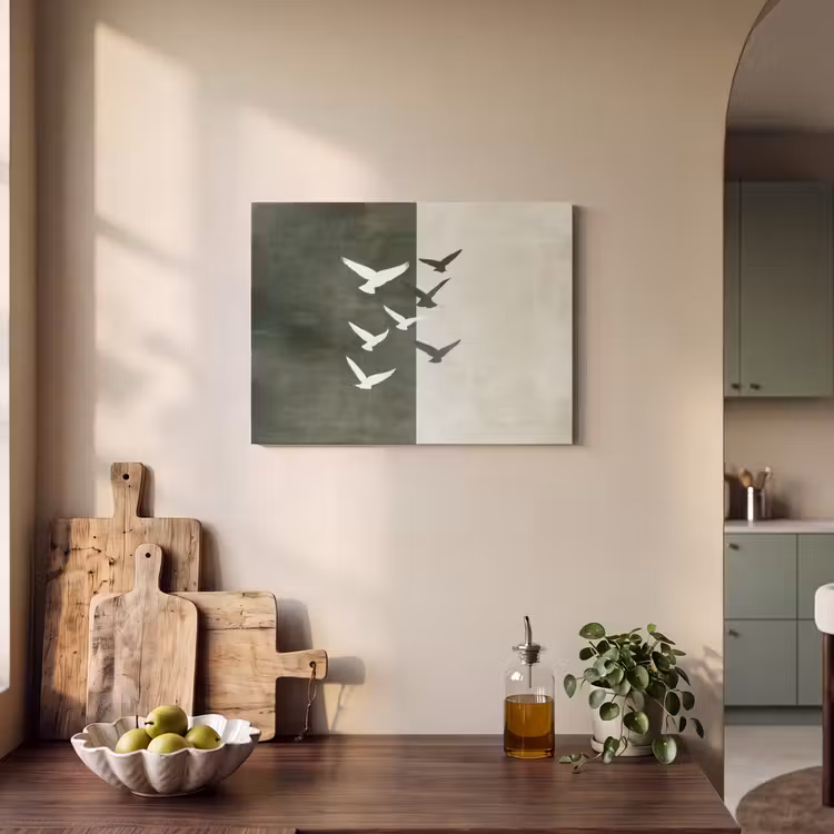 Akoestisch schilderij - Japandi - Vogel - Groen — 3
