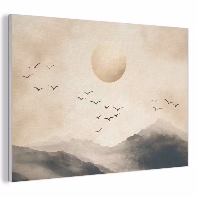 Akoestisch schilderij - Landschap - Japandi - vogel — 1