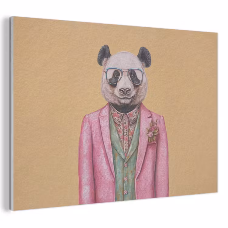 Akoestisch schilderij - Panda - Pak - Zonnebril - Blauw — 1