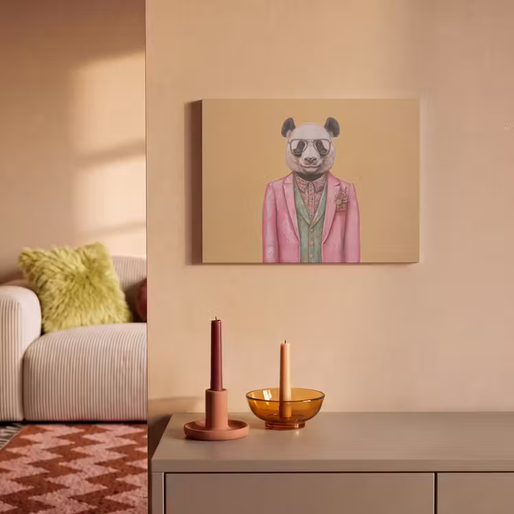 Akoestisch schilderij - Panda - Pak - Zonnebril - Blauw — 2