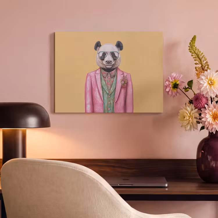 Akoestisch schilderij - Panda - Pak - Zonnebril - Blauw — 4
