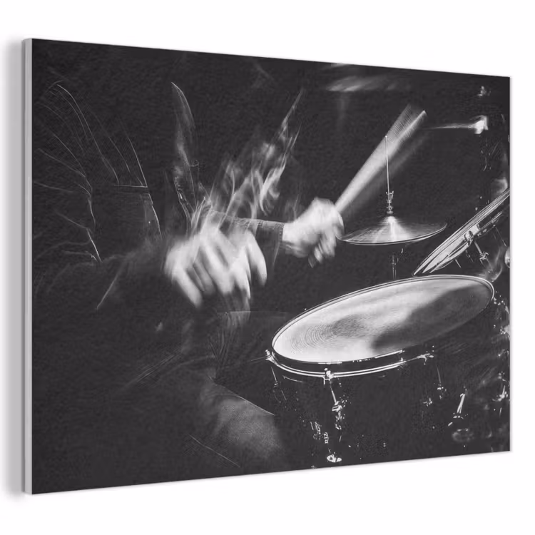 Akoestisch schilderij - Drummer - Zwart - Drumstel — 1