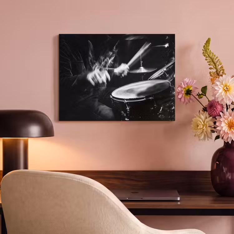 Akoestisch schilderij - Drummer - Zwart - Drumstel — 4