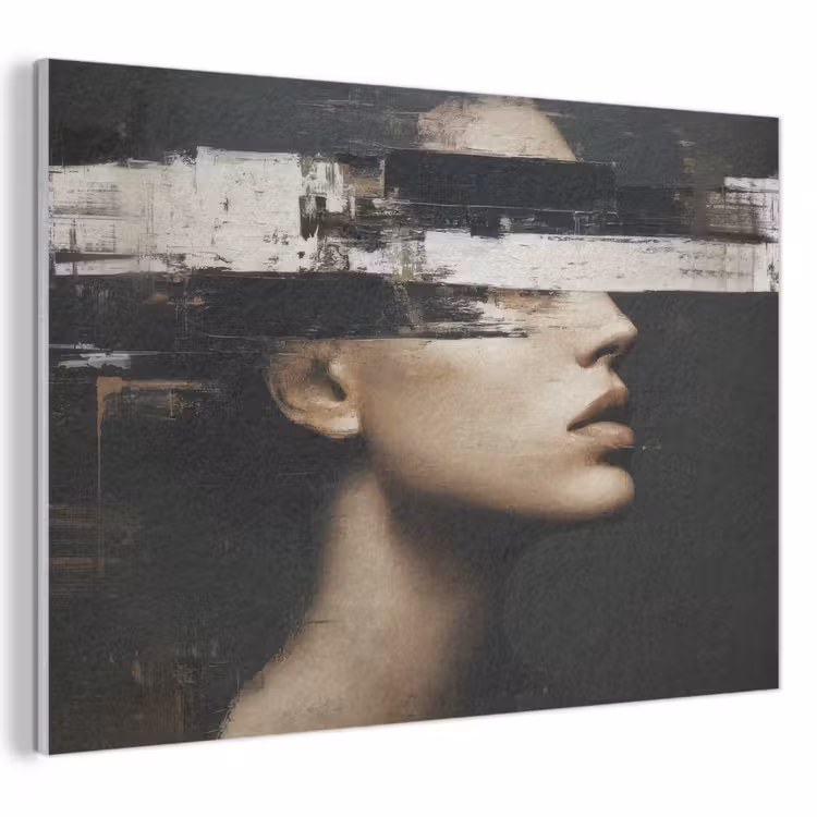 Akoestisch schilderij - Gezicht - Vrouw - Zwart - Abstract — 1