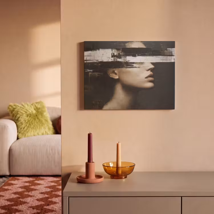 Akoestisch schilderij - Gezicht - Vrouw - Zwart - Abstract — 2