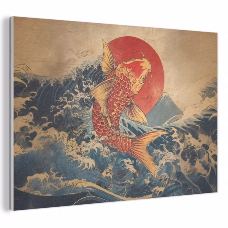 Akoestisch schilderij - Koi - Zee - Golven - Zon — 1