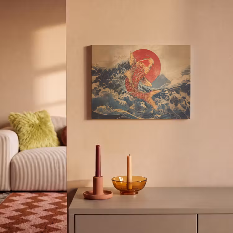 Akoestisch schilderij - Koi - Zee - Golven - Zon — 2