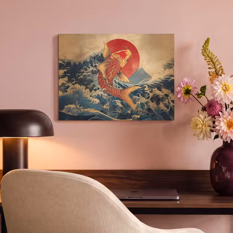 Akoestisch schilderij - Koi - Zee - Golven - Zon — 4