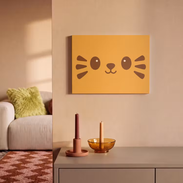 Akoestisch schilderij - Kat - Simplistisch - Oranje - Vrolijk — 2