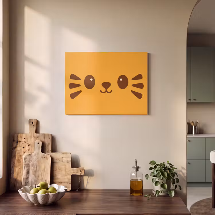Akoestisch schilderij - Kat - Simplistisch - Oranje - Vrolijk — 3