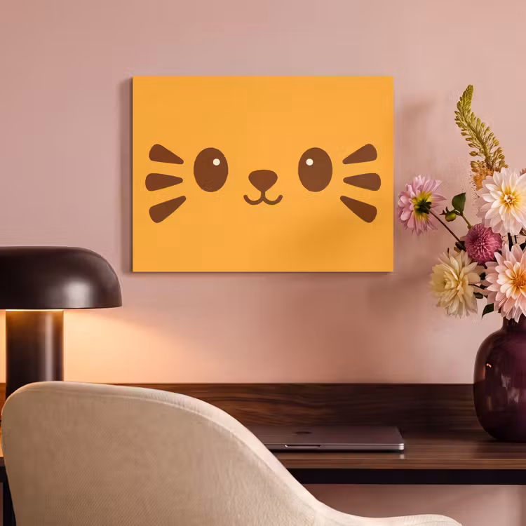 Akoestisch schilderij - Kat - Simplistisch - Oranje - Vrolijk — 4