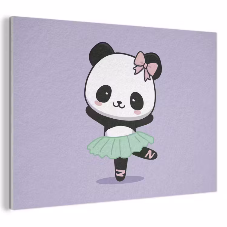 Akoestisch schilderij - Panda - Paars - Sierlijk - Kawaii — 1