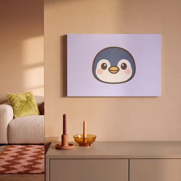 Akoestisch schilderij - Pinguïn - Paars - Schattig — 2