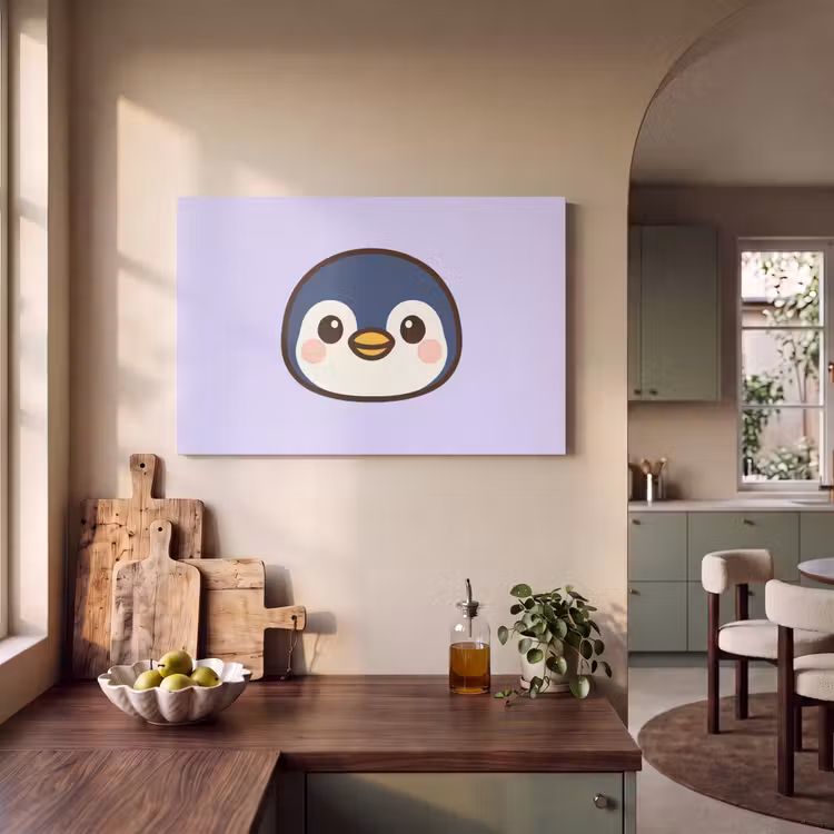 Akoestisch schilderij - Pinguïn - Paars - Schattig — 3