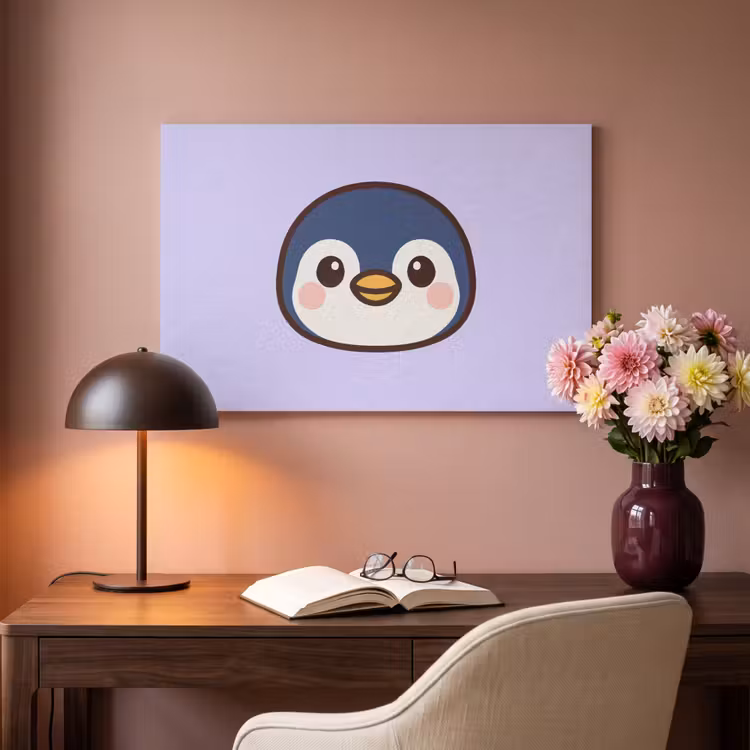 Akoestisch schilderij - Pinguïn - Paars - Schattig — 4