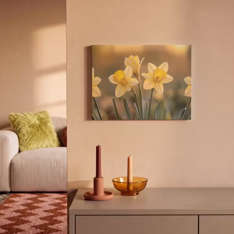 Akoestisch schilderij - Bloemen - Geel - Wazig — 2