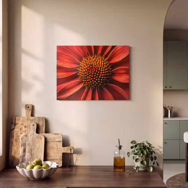 Akoestisch schilderij - Close up - Bloem- Rood — 3