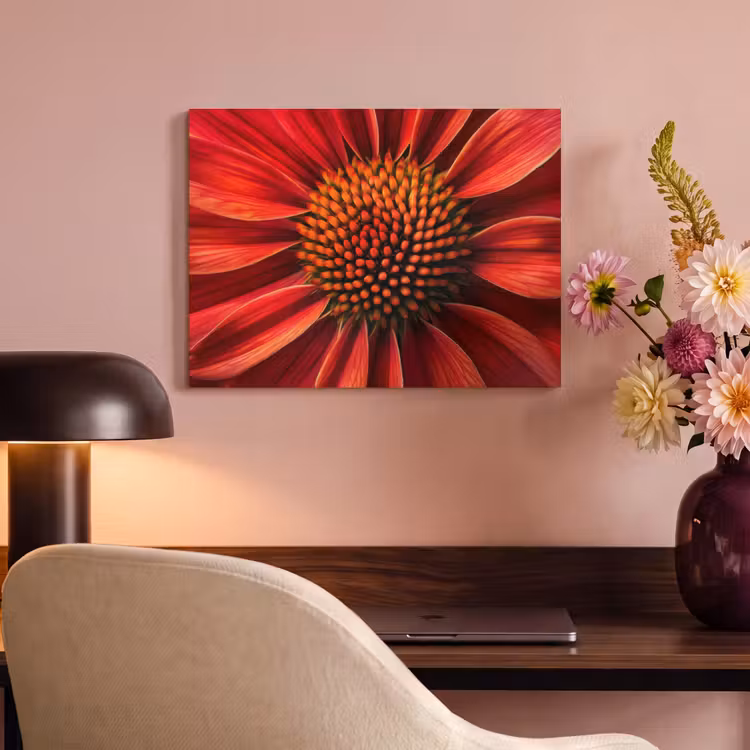 Akoestisch schilderij - Close up - Bloem- Rood — 4